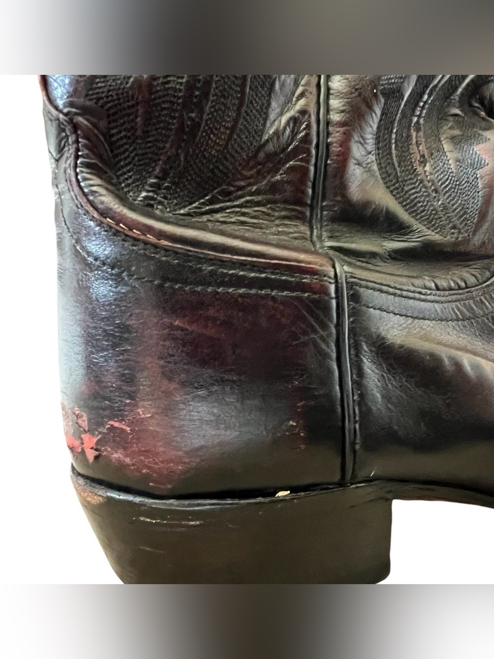 Lucchese 2000 Mens T3012R4 Kangaroo Black Cherry Red Leather Cowboy Boots - Picture 11 of 16